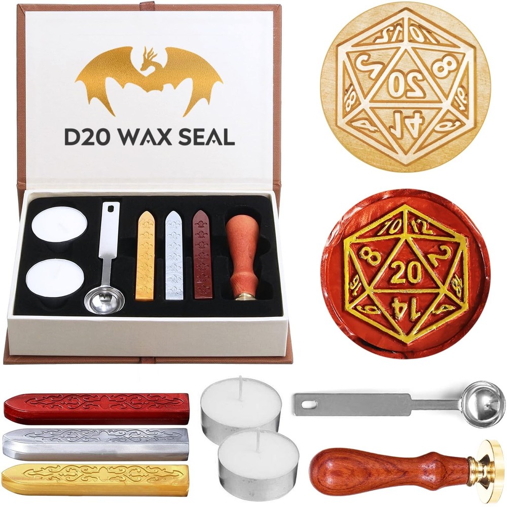 DND Wax Seal Stamp, Fantasy D20 Dice Wax Seal Kit, Ideal Gifts for Dungeons a…