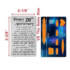 TANWIH Happy 20th Wedding Anniversary Card Gifts for Him Husband, 20 Year Ann…