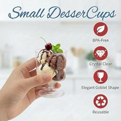 2 oz Mini Plastic Dessert Cups with Spoons – 120 Pack – Plastic Dessert Cups