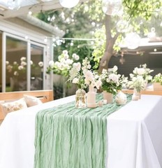 2 Pcs 13FT Sage Green Cheesecloth Table sage green cheesecloth table runner