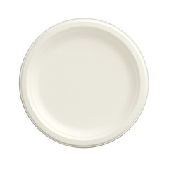 50 Round 9″ White Bagasse Sustainable Dinner Plates Party Tableware Decorations