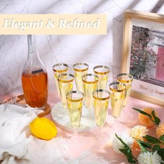 CHENGU 200 Pack Champagne Flutes Cups Plastic 5 Oz Wine 5 Ounces, Gold