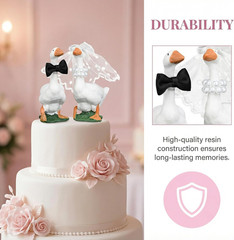 Couple Goose Wedding Cake Topper Handmade Goose Figurines Bride Groom Engagement