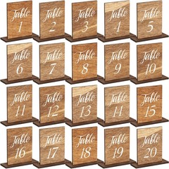 Chunful 20 Pcs Wedding Wooden Table Numbers with 10 x 15 cm, Classic Style