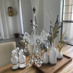 Beautiful 5” Glass Chandelier Ornament Wedding Shower HANDBLOWN Set of 7