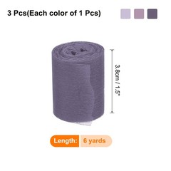 3 Rolls Ribbon Crinkle Chiffon 1.5″ 6Yard Purple Light Purple Grey Purple
