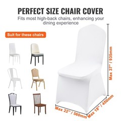 VEVOR 200PCS White Stretch Spandex Folding Chair Covers for Wedding Party Dining