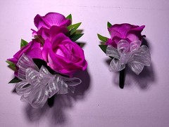 Hand Made pin on Corsage and boutonniere Set