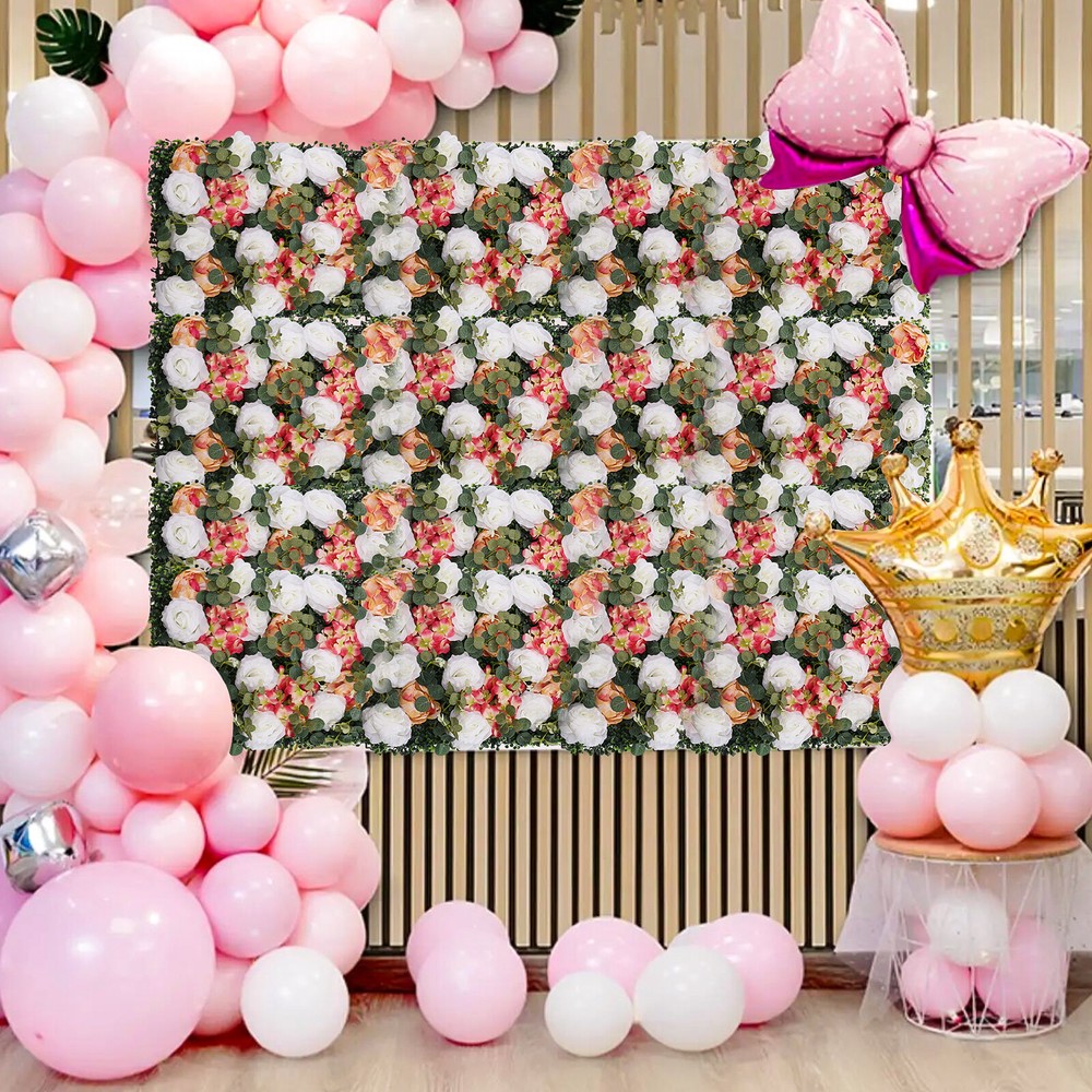6PCS Artificial Flower Wall Panels Rose Wedding Bouquet Floral Decor 60*40cm
