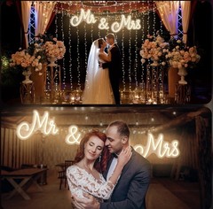 25×7 Inches Mr and Mrs LED Neon Sign – Perfect for Wedding & Reception Decor
