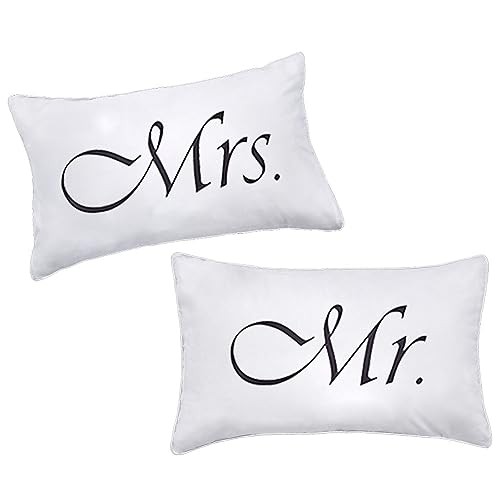 2PCS Mr and Mrs Pillow Cases,His and Hers Couples Pillowcases,Romantic