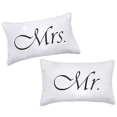 2PCS Mr and Mrs Pillow Cases,His and Hers Couples Pillowcases,Romantic