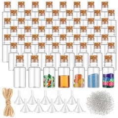 Bokon 50 Packs Mini Plastic Bottles with Corks Stoppers 1 x 2.28 Inch, Clear