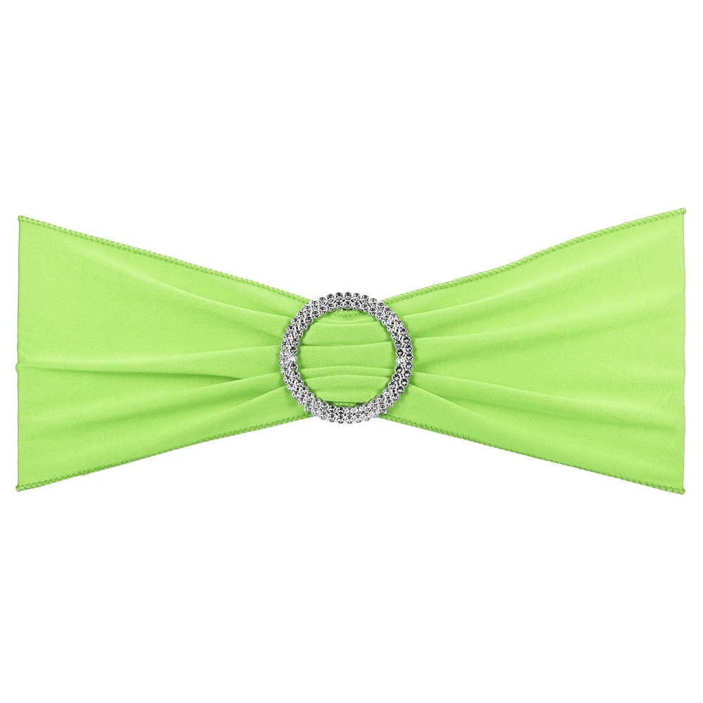 10Pcs 14″x5″ Stretch Chair Sashes Bows Chair Bands Sash with Buckle Light Green