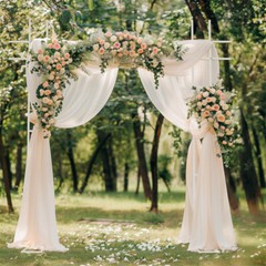 Sturdy Double-Bar Metal Wedding Arch Outdoor Garden Wedding Celebration Backdrop