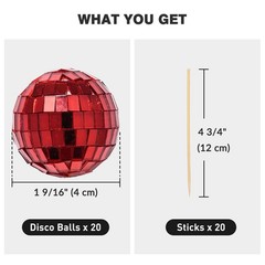 Yescom 20PCS 1.6″ Small Disco Ball Mirror Mini Hanging for Events Wedding Party