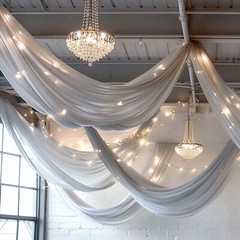 5ft x 32ft SILVER Premium Chiffon Sheer Backdrop CURTAIN PANEL Drape Party