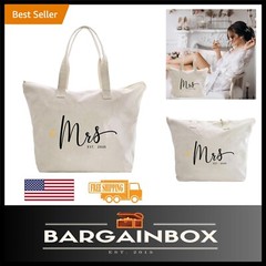 Stylish Bridal Shower Gift: Mrs. 2025 Cotton Canvas Shoulder Bag with Zipper