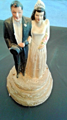 1940s Wedding Cake Topper Coast Novelty Co. Venice CA 5 1/2″ Bride-Groom