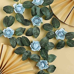 24 DUSTY BLUE 2″ Mini FOAM ROSE Flowers Stems Wedding Decorations Supplies