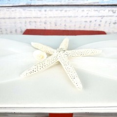 Guest Book Starfish White Color Covered With Soft Silk Fabric USA Seller