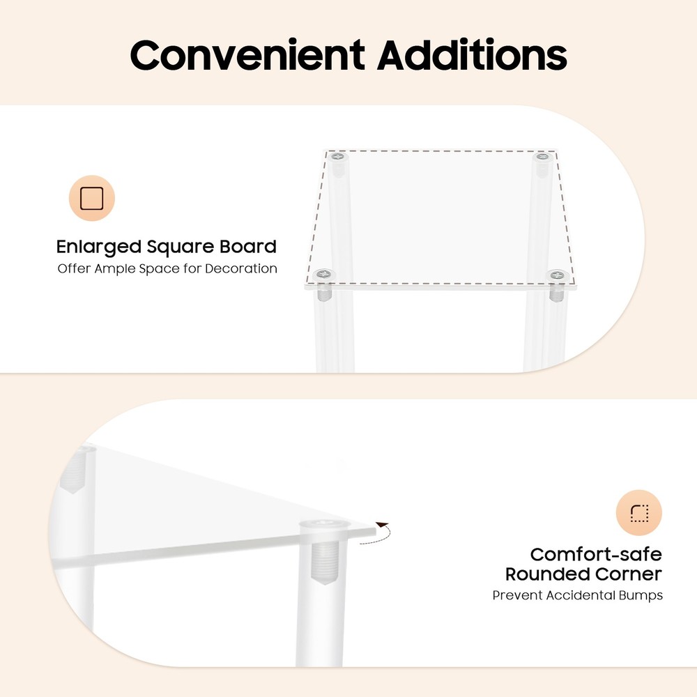 10Pcs Acrylic Clear Vase, 7.9×7.9×23.6In Rectangular Flower Display Stand,