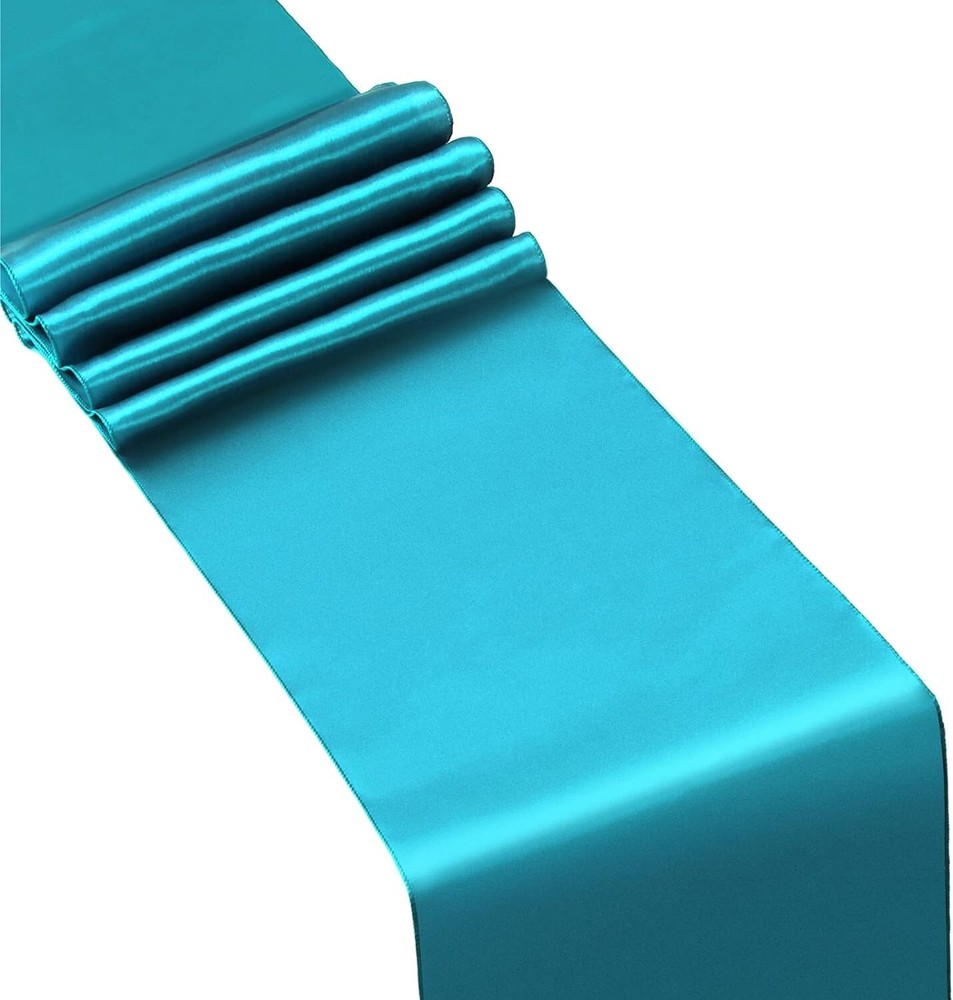 4x Teal Blue Satin 12″x 108» Table Runner Bright Silk Smooth Wedding Party