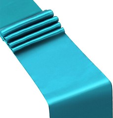 4x Teal Blue Satin 12″x 108» Table Runner Bright Silk Smooth Wedding Party
