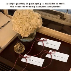50 PCS Name Place Cards Table Setting Blank Satin Ribbon 1.57×3.54 Inch Red