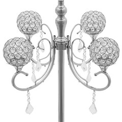 5 Arms Crystal Candelabra Freestanding Candle Holder Centerpiece Silver