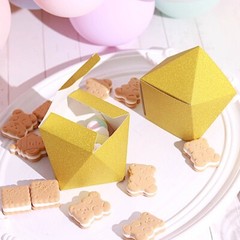 GOLD 25 Glittered 4″ Geometric Favor Boxes Wedding Party Events Decorations