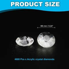 4000Pcs Acrylic Wedding Table Diamonds 6mm Crystals Gems White