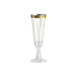 5 oz Clear with Gold Rim Plastic Champagne Disposable Glasses Party TABLEWARE