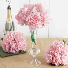 6 pcs 11″ Pink Silk Artificial Peony Flowers Bouquets Wedding Party Decorations