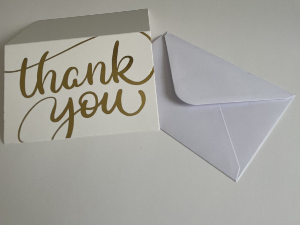 Gold, Blank, Wedding, Thank You Cards / Notes (6 1/2 X 4 1/2.) Pk Of 50.
