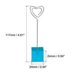 Resin Cube Base Picture Card Holder, 3 Pack Heart Shape Note Holder, Sky Blue
