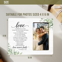 Christian Gifts Picture Frame for Couples Newlyweds, Love is Patient Wedding