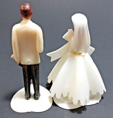 Vintage Wilton Cake Topper Bride and groom 1950s 3.5” Plastic Lot of 14