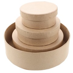 4pcs Round Kraft Paper Box Crafts Paper Containers with Lids Empty Nesting