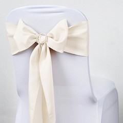 10 Beige Polyester CHAIR SASHES Ties Bows Wedding Party Ceremony Decorations