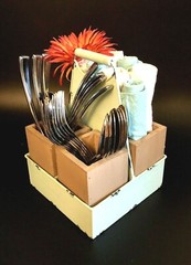CADDY SET (4-PC) PARTY FAVOR Mint-Metal & Wood Boxes CRAFT Occasion Buffet