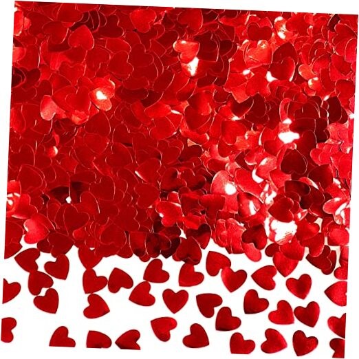 Table Confetti – Metallic Shaped Glitter Mylar Confetti for Heart Red