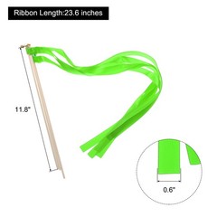 30Pcs Wedding Party Ribbon Streamers Sticks for Party Celebration Shiny Green