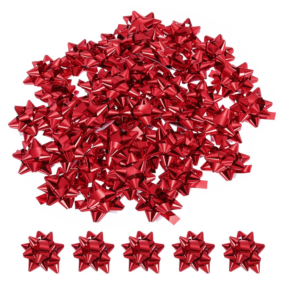 100Pcs 1.5″ Mini Star Gift Bows Glossy Pet Bows Red