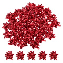 100Pcs 1.5″ Mini Star Gift Bows Glossy Pet Bows Red
