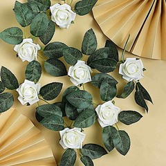 24 IVORY 2″ Mini FOAM ROSE Flowers Stems Wedding Events Decorations Supplies