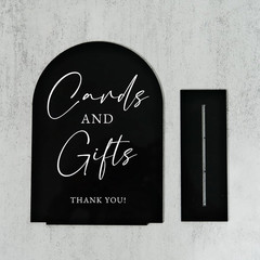 Acrylic Cards and Gifts Sign with Stand- 5″x7″ Black Arched Acrylic Wedding Sign
