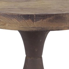 Stonebriar Rustic Worn Natural Wood and Metal Pedestal Tray, 11.8″, Brown
