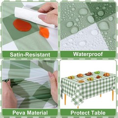 3 Pack Sage Green Gingham Tablecloths, 54 X 3 Pack,