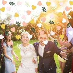 200PC Heart Wedding Confetti Greenery Pink and sage green heart confetti